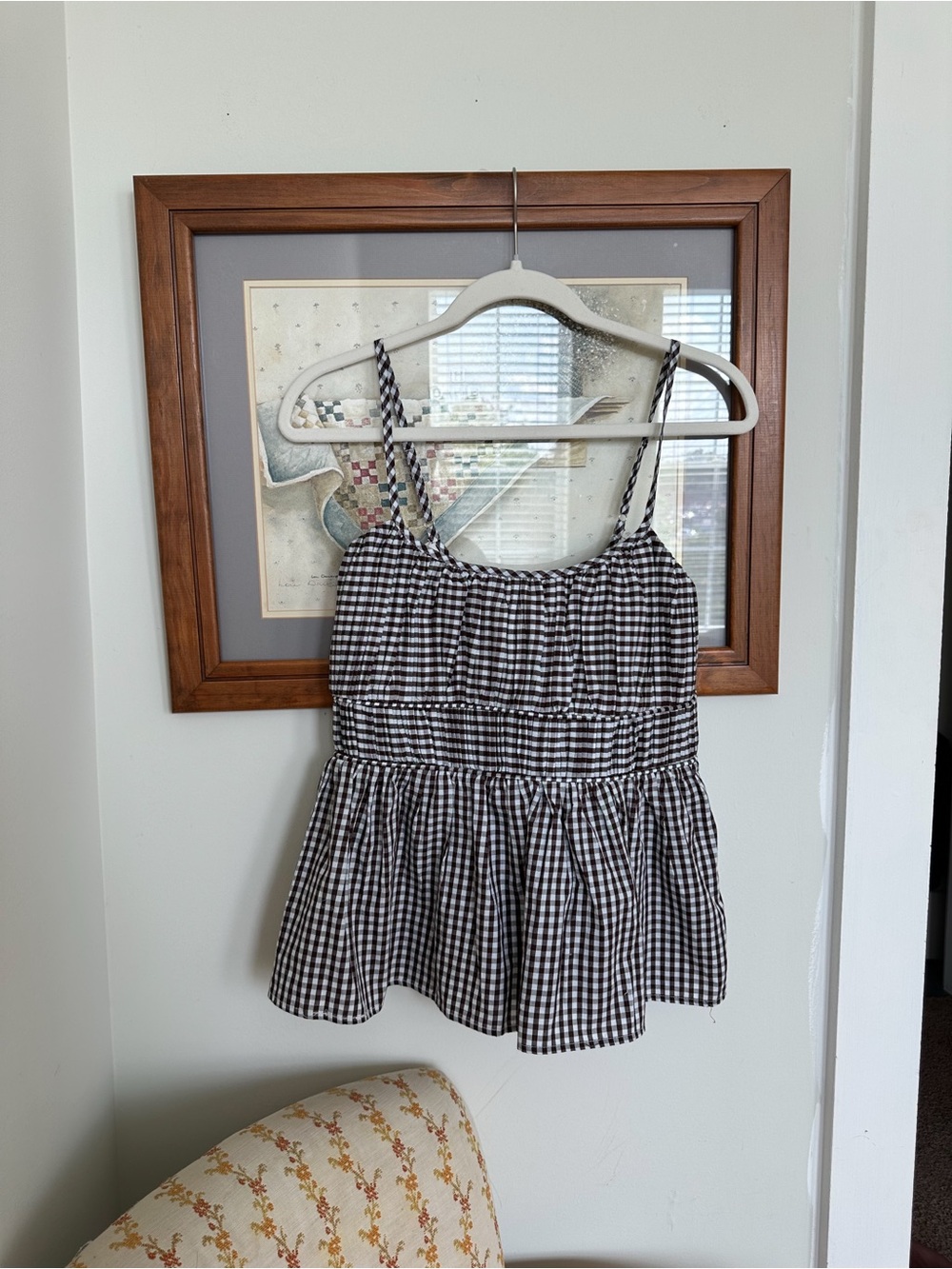 Solai Brown & White Gingham Top